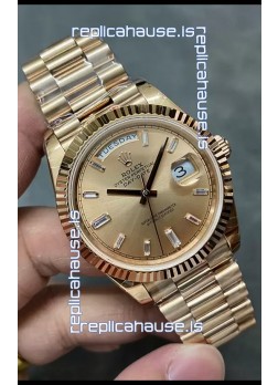 Rolex Day Date 40MM 228235 Rose Gold in Gold Dial 1:1 Mirror Replica Watch