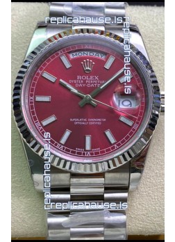 Rolex Day Date Presidential 904L Steel 36MM - Maroon Dial 1:1 Mirror Quality Watch