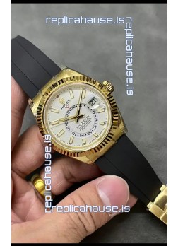 Rolex Sky-Dweller REF# M336235 White Dial Yellow Gold Watch in 904L Steel Case 1:1 Mirror Replica