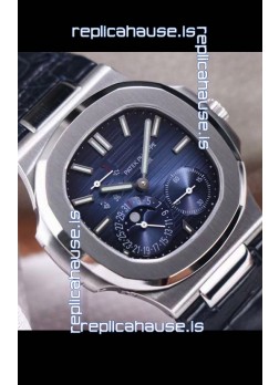 Patek Philippe Nautilus 5712/1A 1:1 Quality Swiss Replica Watch in Blue Dial Leather Strap