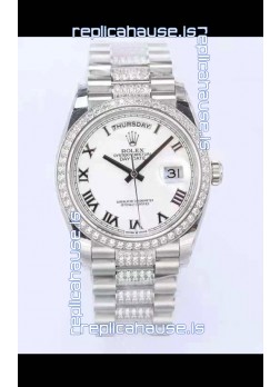 Rolex Day Date Presidential 904L Steel 36MM - White Roman Dial 1:1 Mirror Quality Watch