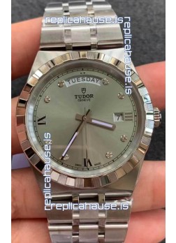Tudor Royal Edition Watch - 1:1 Mirror Replica in Steel Casing - Grey Diamonds Dial
