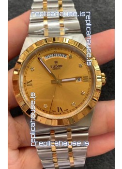 Tudor Royal Edition Watch - 1:1 Mirror Replica in Two Tone Casing - Gold Diamonds Dial