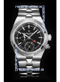 Vacheron Constantin Overseas Dual Time 1:1 Mirror Swiss Replica Watch in Black Dial 