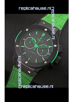 Hublot Big Bang Classic Fusion Swiss Replica PVD Watch in Green Strap