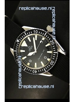 Omega Seamaster 300 Black Dial Swiss Watch with Navy Strap