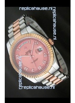 Rolex Oyster Perpetual Day Date II Japanese Replica Watch in Pink Dial