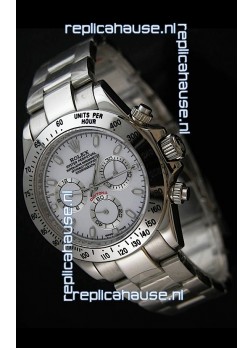 Rolex Daytona Japanese Replica Steel Watch in White Dial